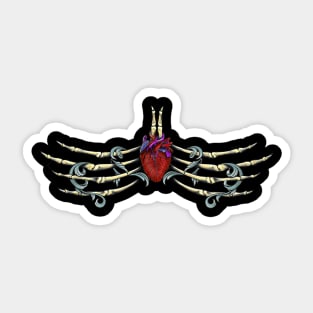 Heart In skeleton hands Sticker